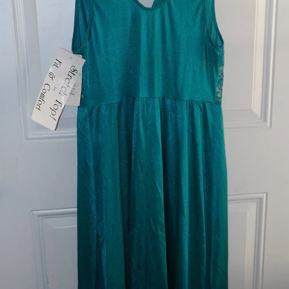 Vintage Adonna Nightgown Jade Nylon Spandex Stretch Bodice Gown Size Large NWT - Picture 7 of 7